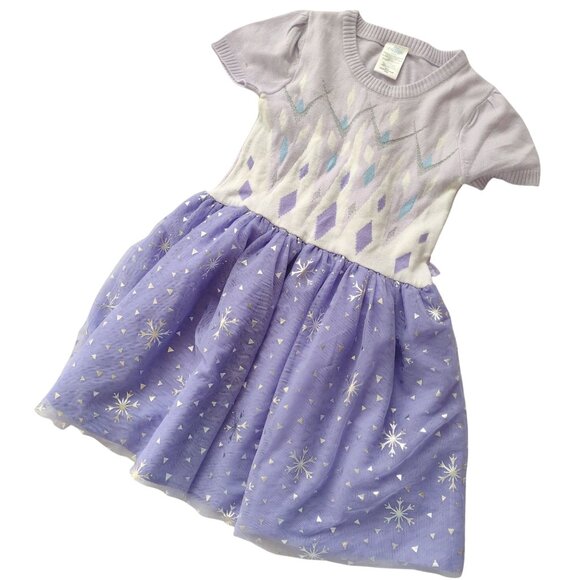 Disney Frozen Girls Sweater Dress M 7-8 Elsa Snowflakes Fairy Skirt Cosplay - Picture 8 of 8